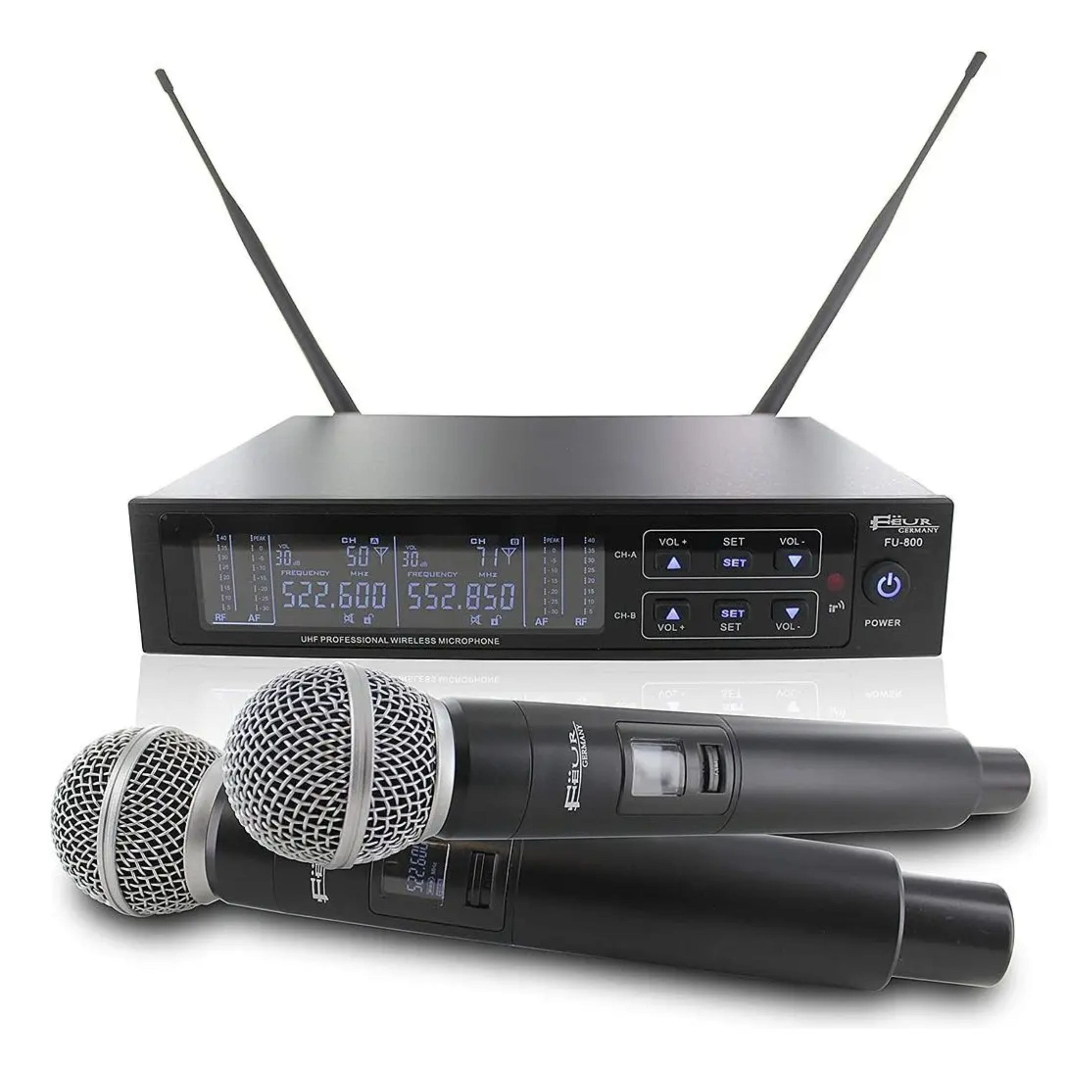  MICROFONO INALAMBRICO UHF DUAL FEUR PROFESIONAL /  CARDIOIDE /  ACTUACIONES EN VIVO UHF PROFESIONAL PARA KARAOKE  