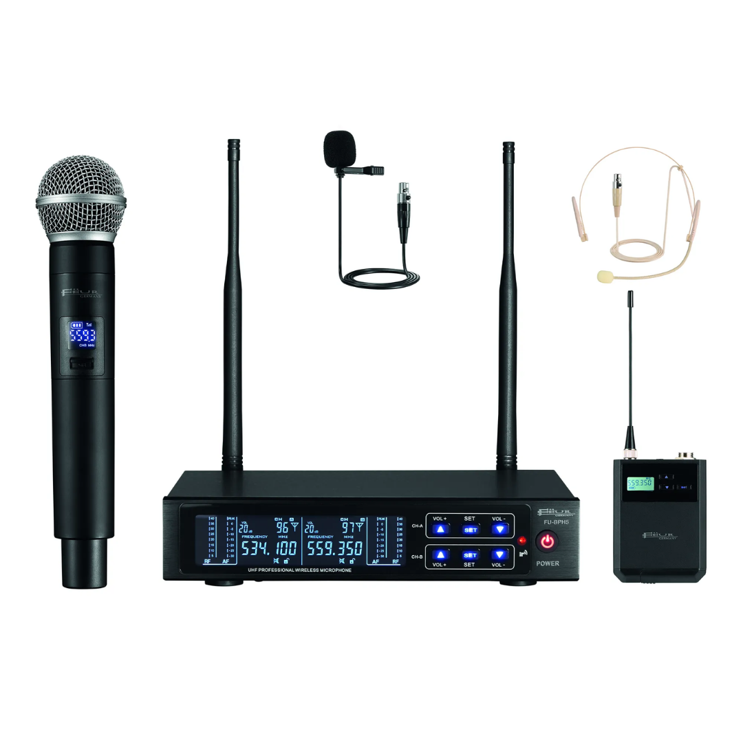  MICROFONO INALAMBRICO UHF DOBLE FEUR CINTILLO /  BALITA /  DE MANO CARDIODIC /  DINAMIC  