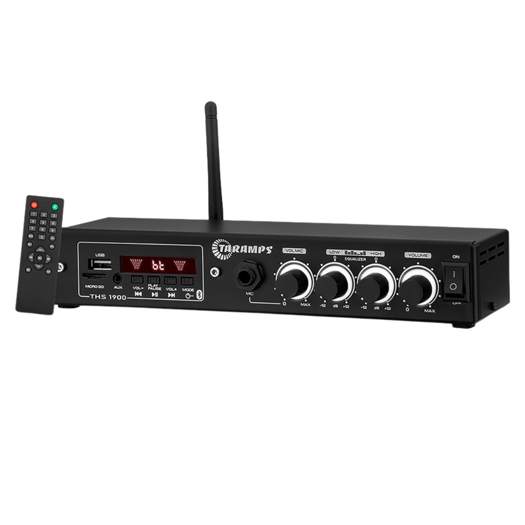  AMPLIFICADOR PROFESIONAL 1X60w RMS TARAMPS / BLUETOOTH/ SD/ AUX/ RCA MIC CON CONTROL DE VOLUMEN INDEPEND.  