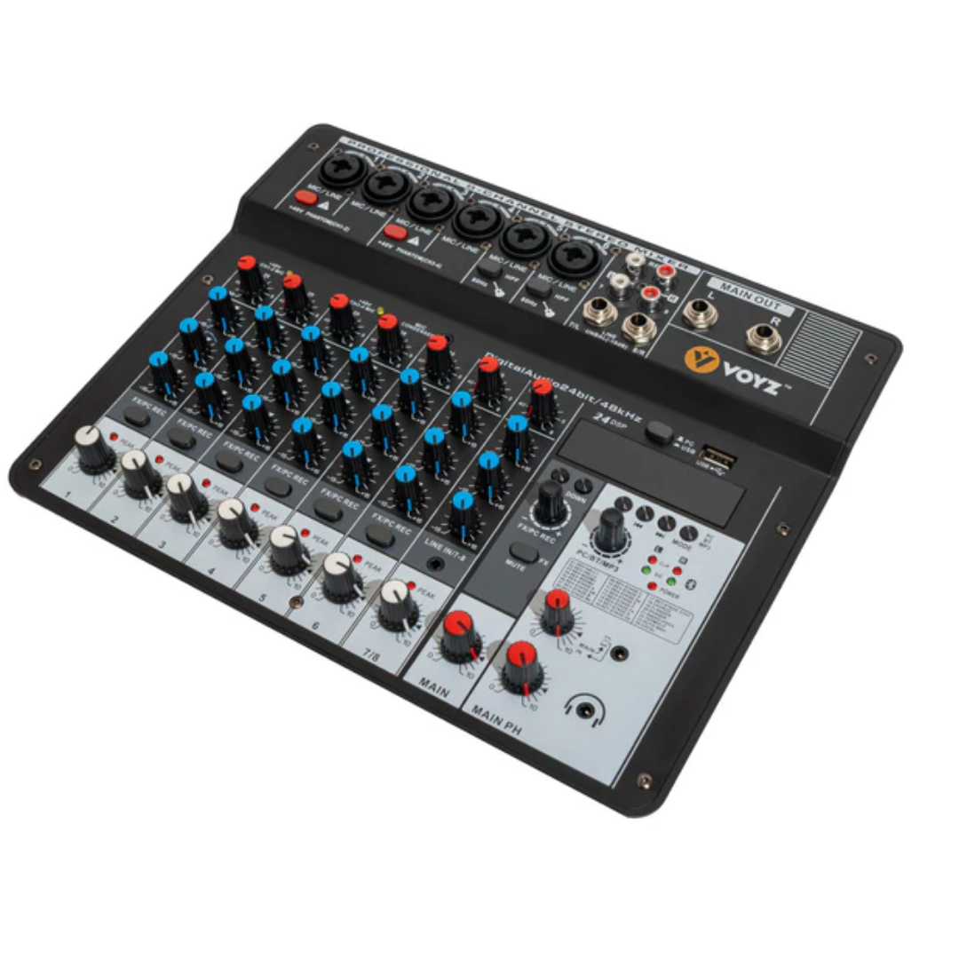  CONSOLA 8 CANALES PROFESIONAL VOYZ USB/ DSP/ BLUETOOTH   