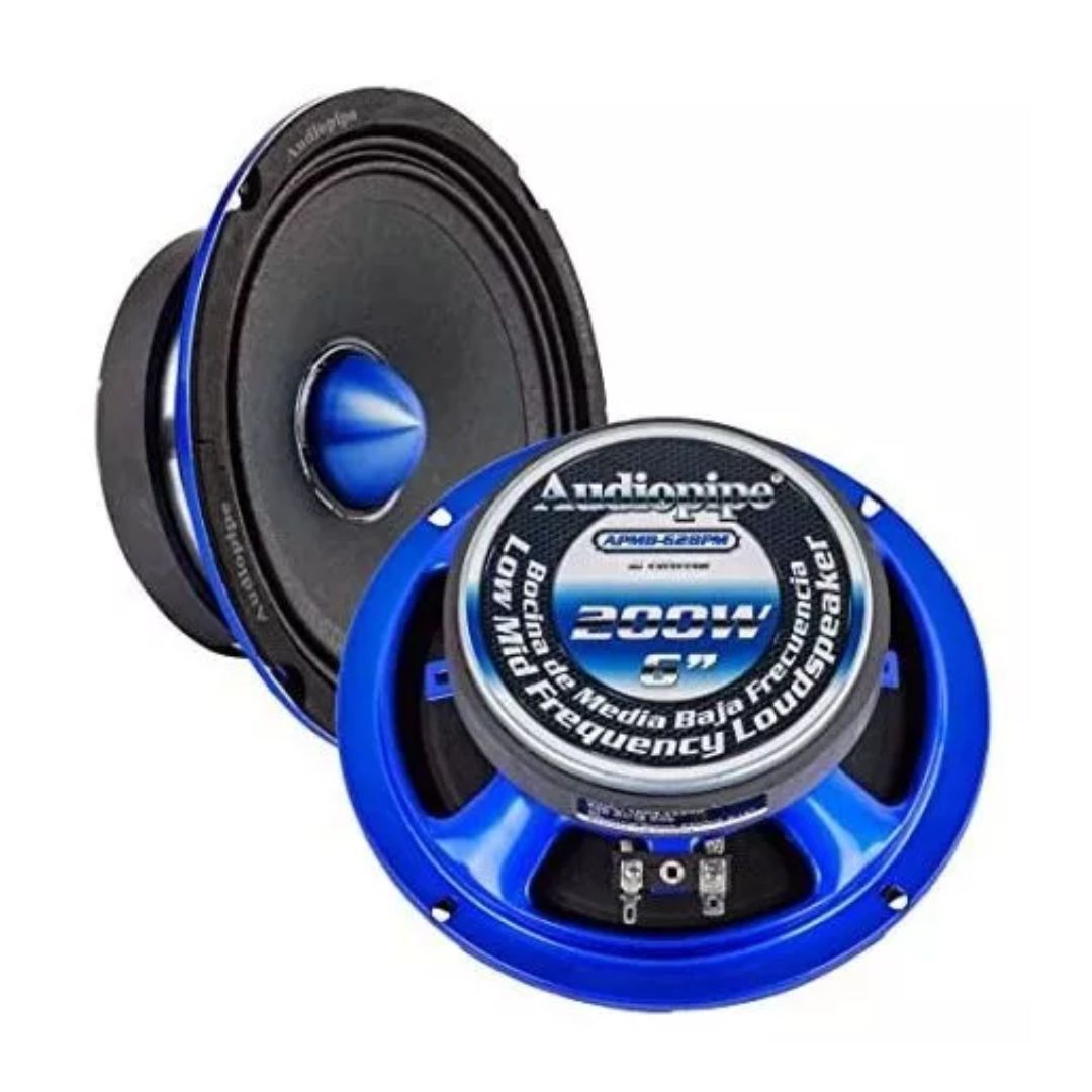  MEDIO  6.5 Pulgadas 200W 4OHM PLANO AUDIOPIPE PUNTA BALA AZUL   