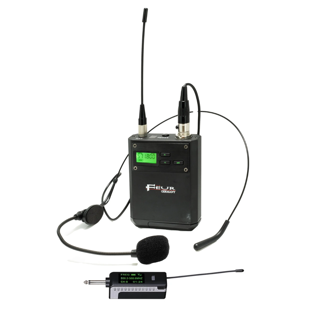  MICROFONO INALAMBRICO UHF CINTILLO FEUR DUAL CINTILLO - BALITA BATERIA LITHIUM  